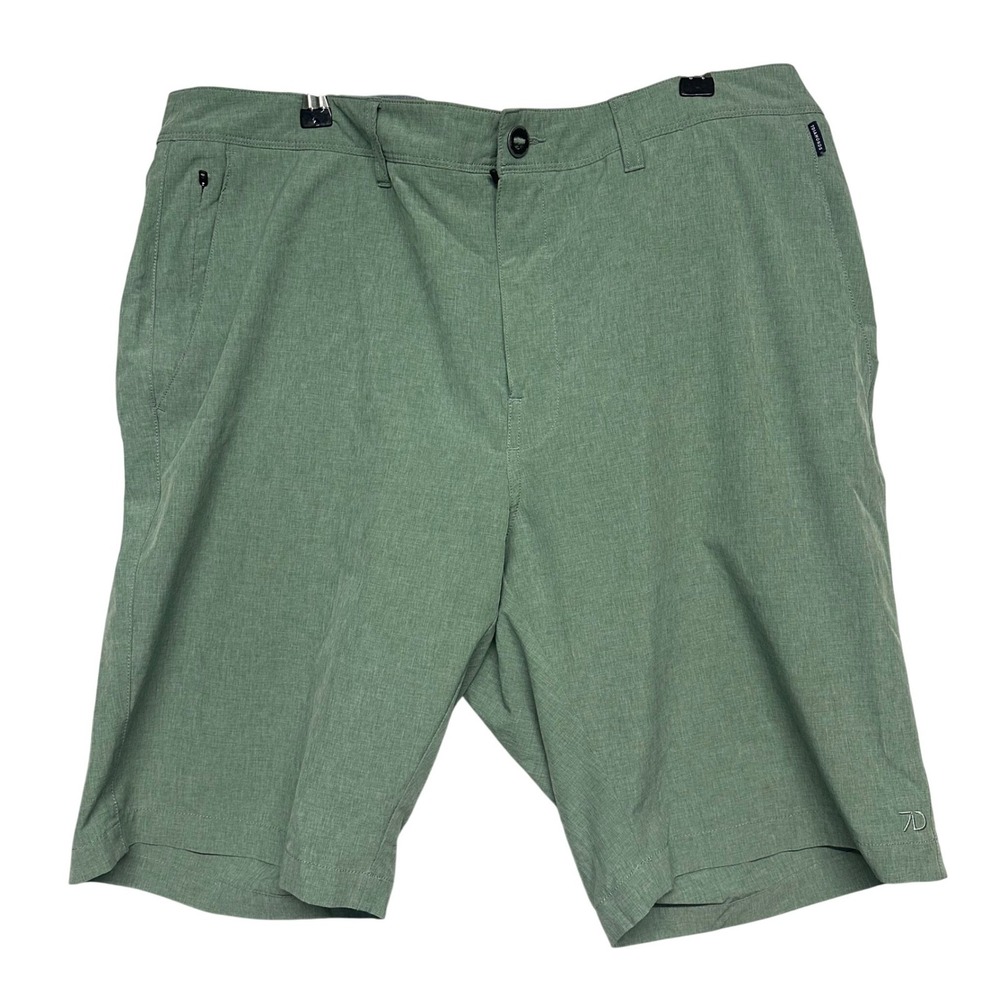 7 Diamonds Aeroplane Performance Shorts Green Mens Size 38 Flat Front Zip Pocket
